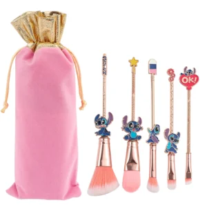 5 pièces/ensemble Lilo & Stitch pinceaux de maquillage Kawaii point modèle cosmétiques brosse pour femmes fard à paupières correcteur lèvres brosse pour les yeux
