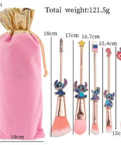Lot de 5 pinceaux de maquillage Stitch pour fond de teint, ombres à paupières, blush, lèvres,