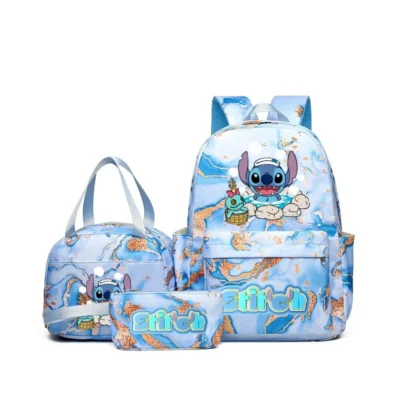 Ensemble de Sacs Stitch 3 Pièces – Sac à Dos, Sac Fourre-Tout et Pochette - Parfait pour la rentrée !