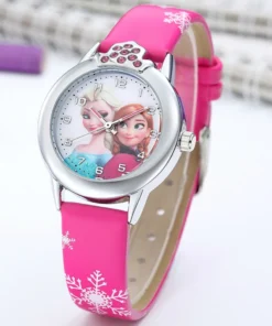 Disney Frozen – Montre Enfant Elsa Princesse | Montre Quartz Fille avec Bracelet Cuir, Design Cartoon Élégant