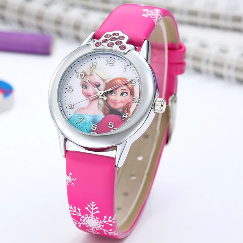 Disney Frozen – Montre Enfant Elsa Princesse | Montre Quartz Fille avec Bracelet Cuir, Design Cartoon Élégant