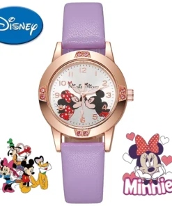 Montre Enfant Disney Mickey Mouse – Montre Quartz Cuir Élégante | Mode Cartoon Garçon & Fille, Cadeau Idéal