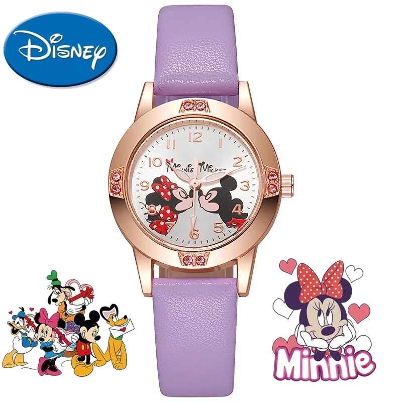 Montre Enfant Disney Mickey Mouse – Montre Quartz Cuir Élégante | Mode Cartoon Garçon & Fille, Cadeau Idéal