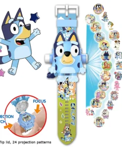 Montre Projecteur Bluey – Figurine et Montre Digitale Enfant | Jouet Cartoon 24 Projections, Cadeau Garçon & Fille