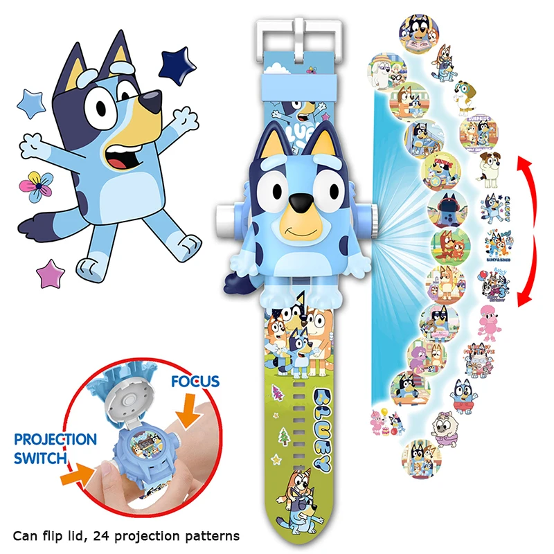 Montre Projecteur Bluey – Figurine et Montre Digitale Enfant | Jouet Cartoon 24 Projections, Cadeau Garçon & Fille