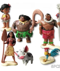 Set de 6 Figurines Moana / Vaiana – Maui, Tui, Tala, Heihei & Pua – Modèles Décoratifs Cartoon