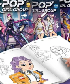 Livre de Coloration K-Pop Demon Hunter – Livre d’Images à Colorier pour Enfants – Dessins et Line Art